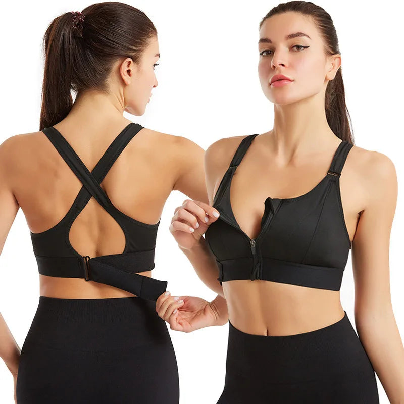 Pack of 2 Breast Support Front Zipper Sports Casual or Gym Bra