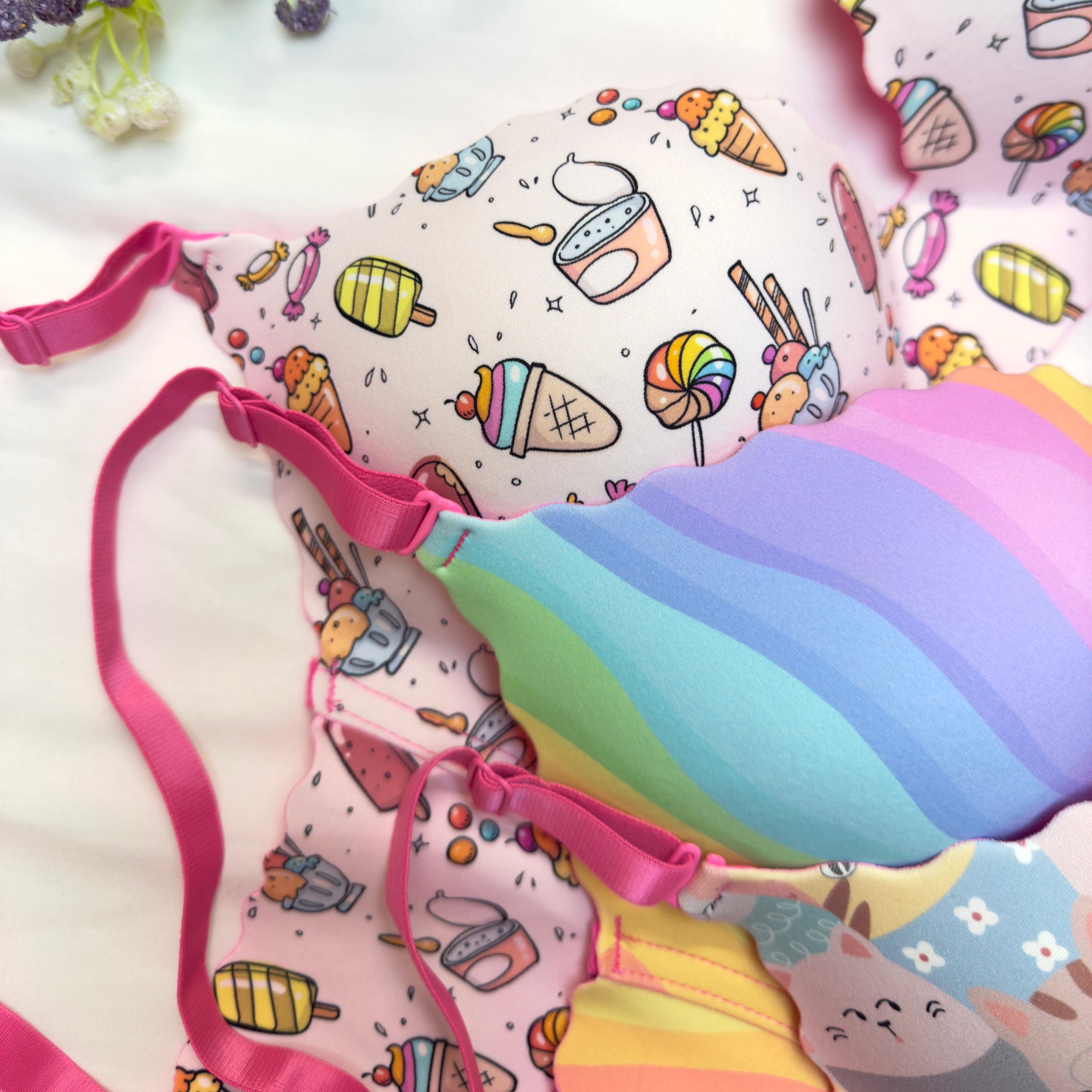 Cartoon Print Seamless Bra
