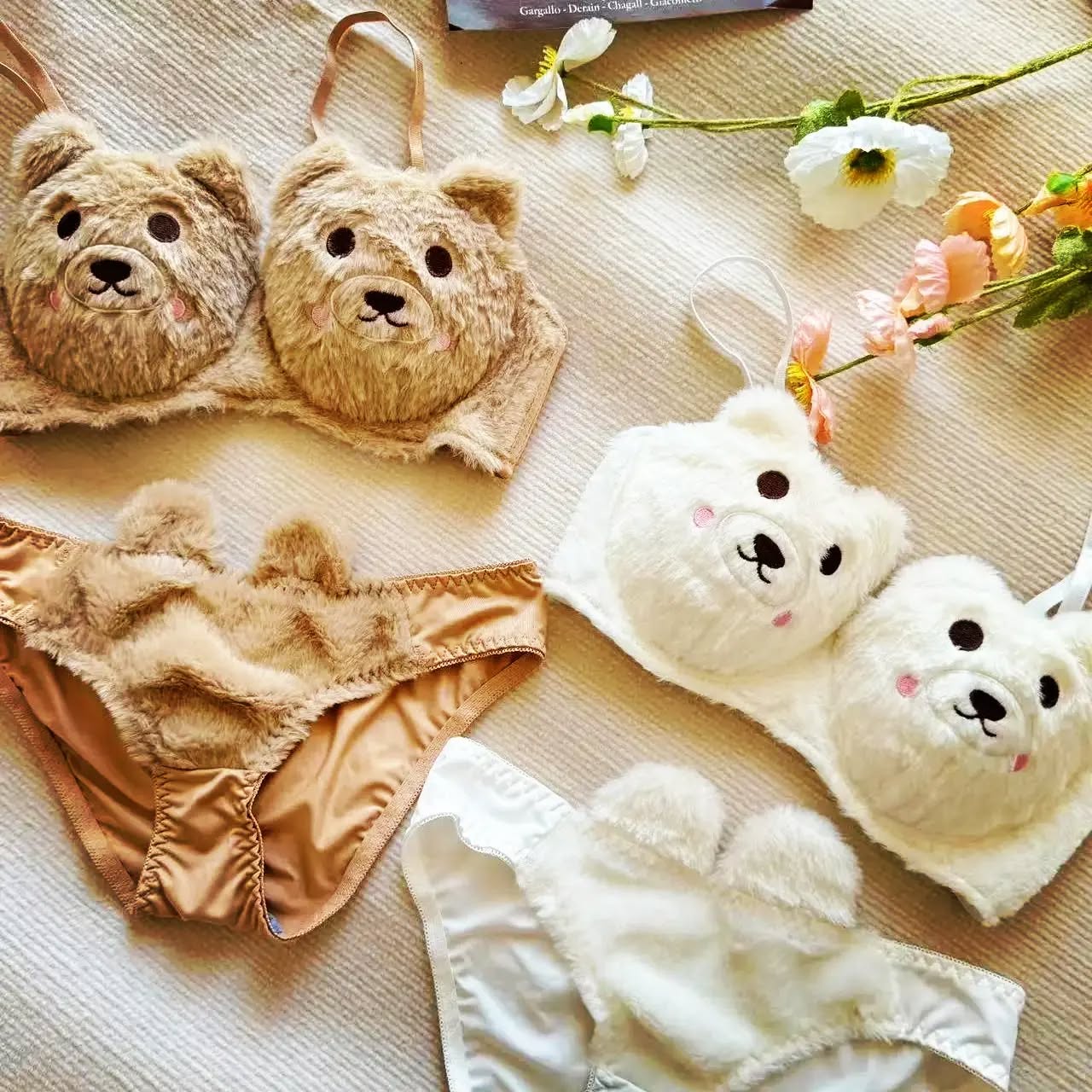 New High Quality Sexy Cute Kitty Anime Soft Plush Design Bra & Panty Set