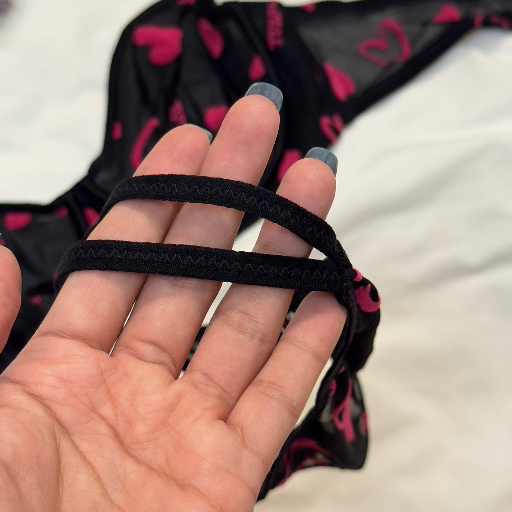 Tulip Net Love Print in Velvet Bra Set