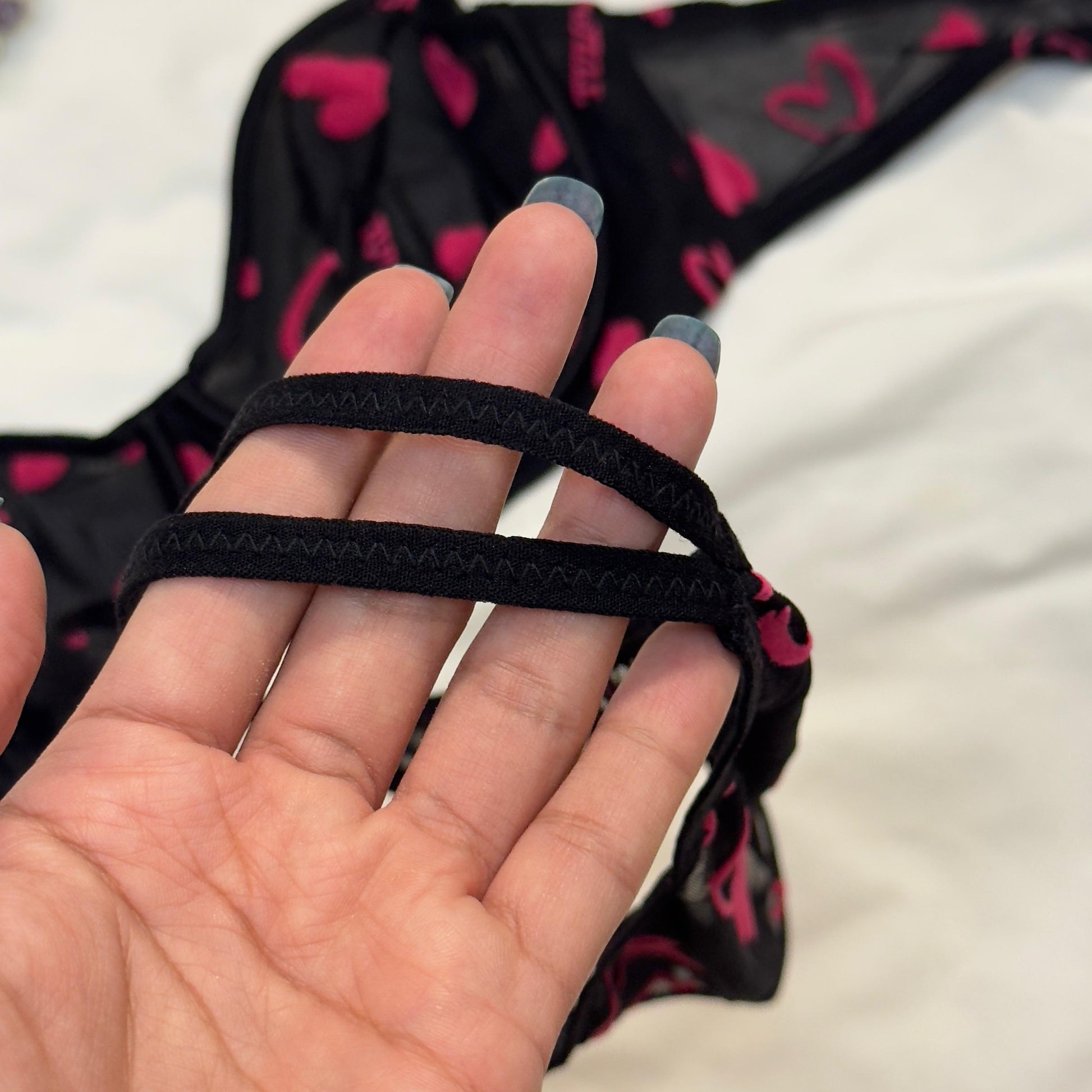 Tulip Net Love Print in Velvet Bra Set