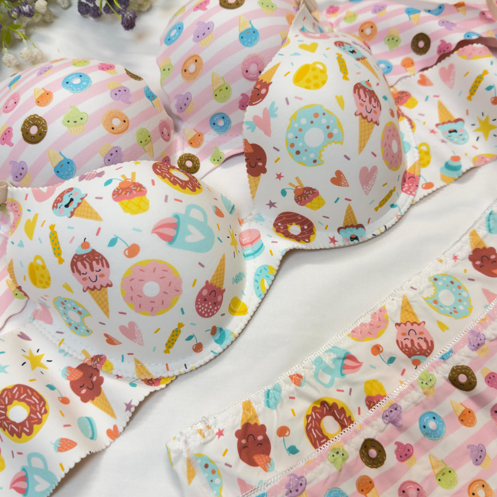 Ice Cream & Donut Bra Set