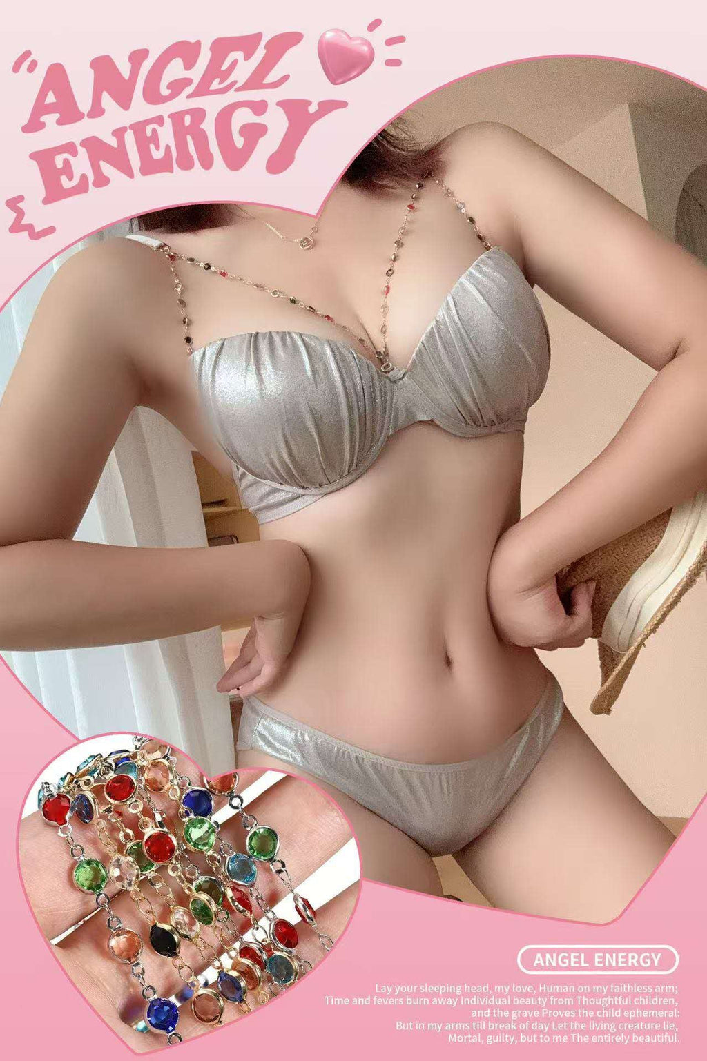 Fancy Beads Strap Bra set(Removable starps)