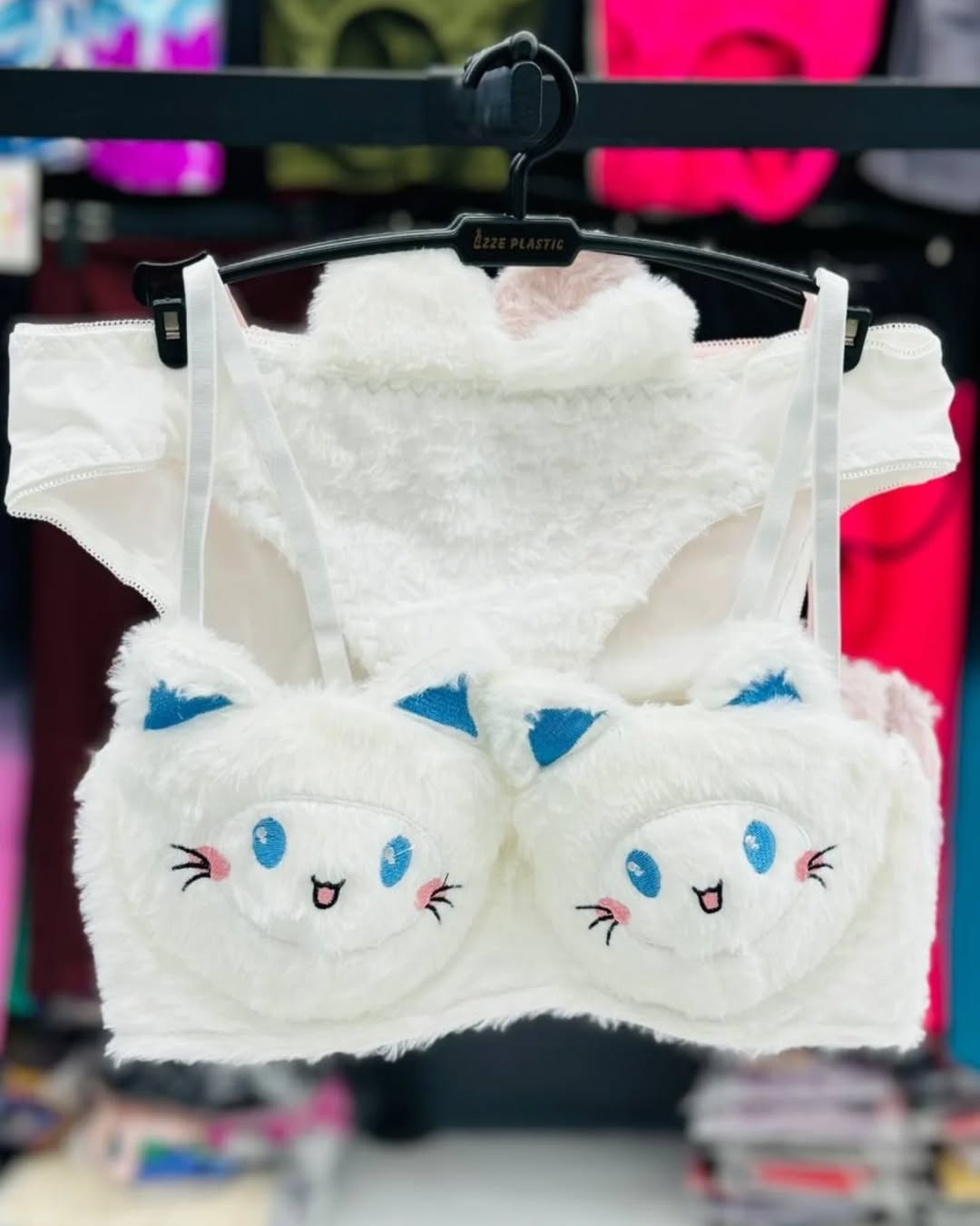 New High Quality Sexy Cute Kitty Anime Soft Plush Design Bra & Panty Set