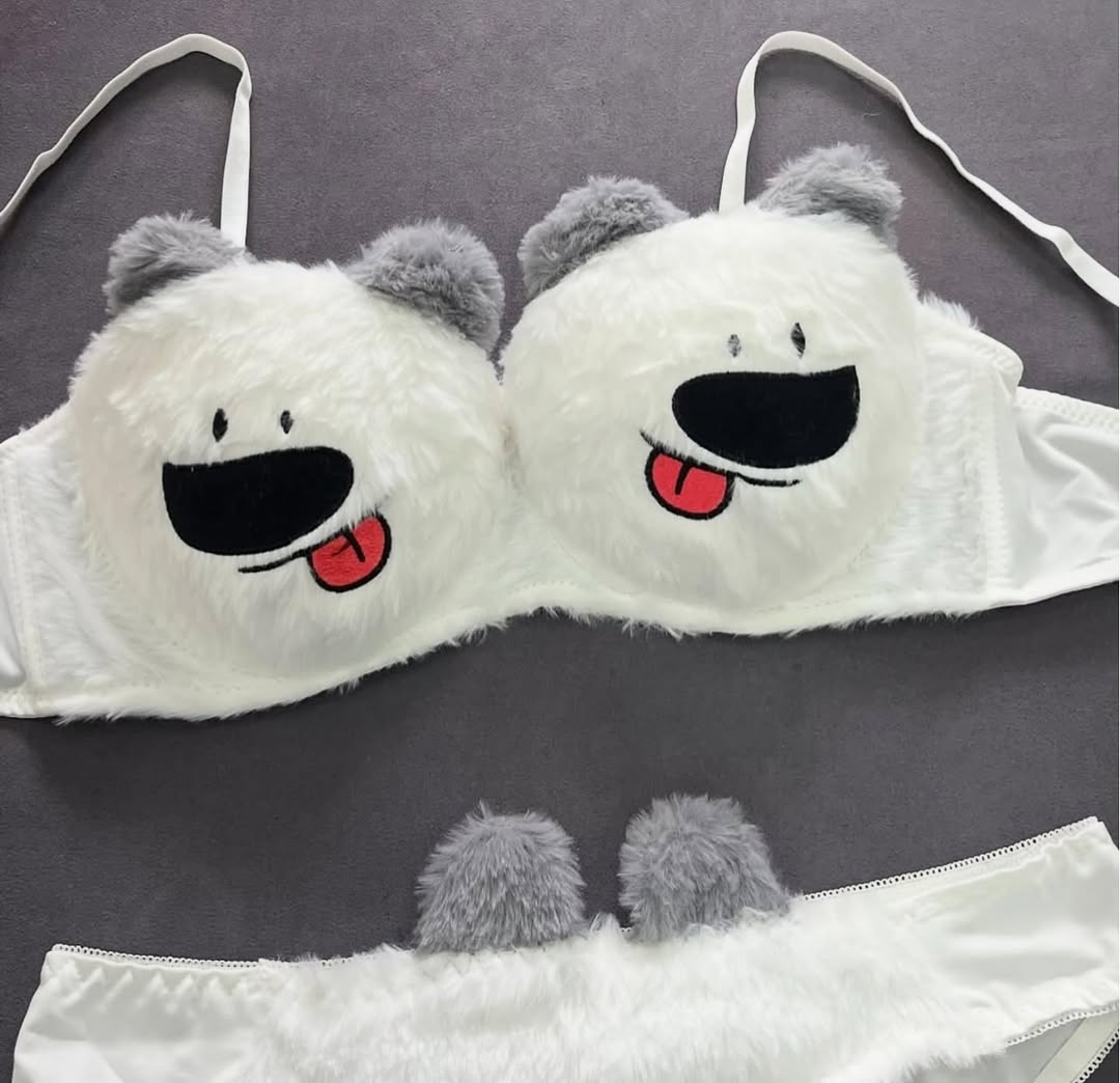 New High Quality Sexy Cute Kitty Anime Soft Plush Design Bra & Panty Set