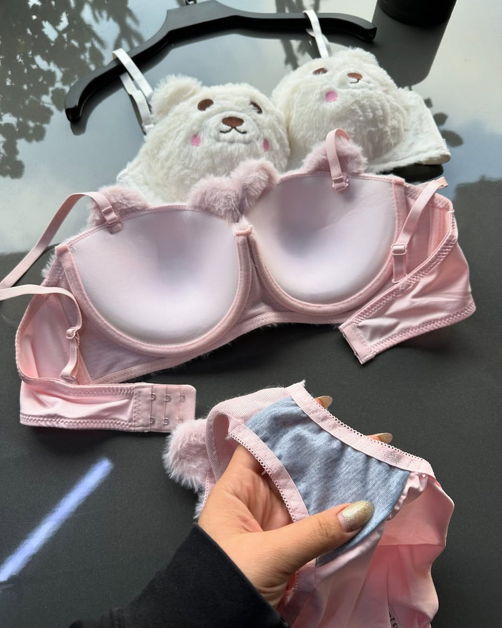 New High Quality Sexy Cute Kitty Anime Soft Plush Design Bra & Panty Set