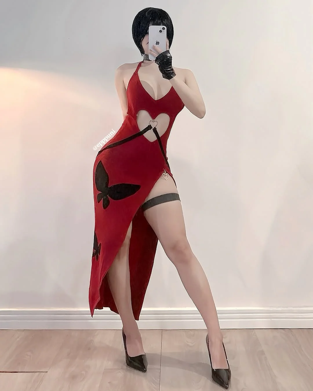 Sexy Red Heart Cutout Dress For Female HA2876