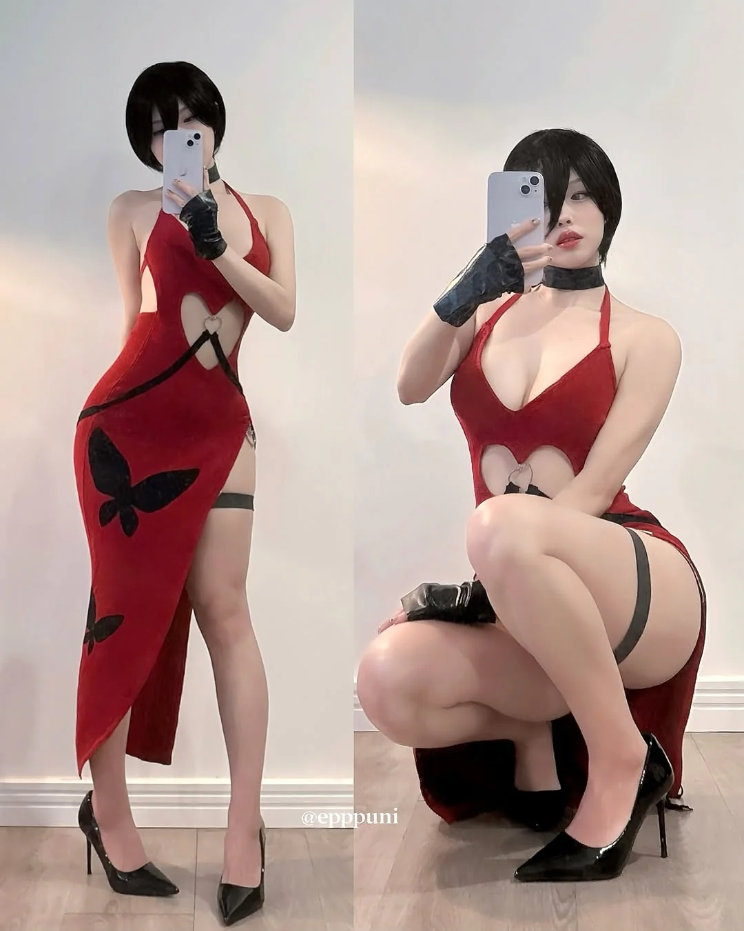 Sexy Red Heart Cutout Dress For Female HA2876