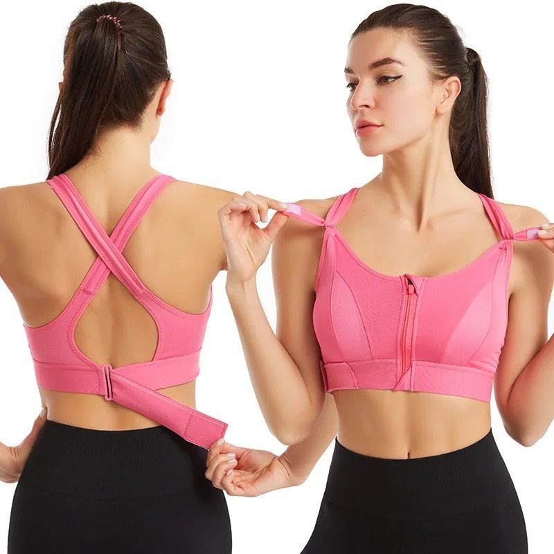 Pack of 2 Breast Support Front Zipper Sports Casual or Gym Bra