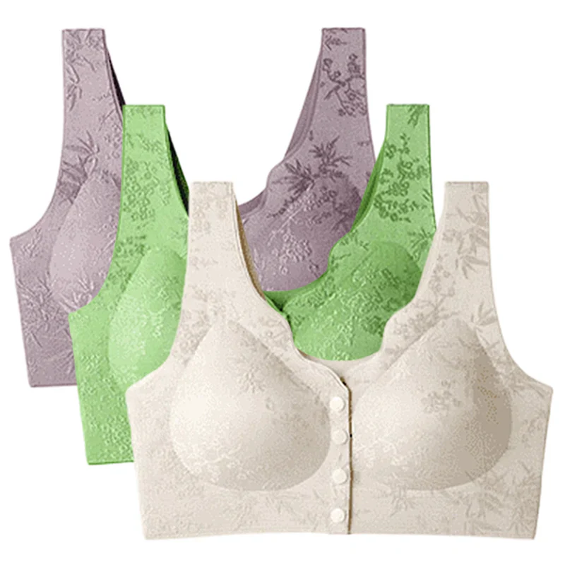 PACK OF 3 Comfort Front-Clasp & Wire-Free Seamless Bra